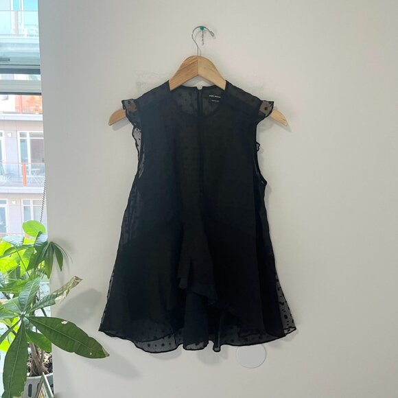 Isabel Marant Black Sheer Embroidered Flowy Tank Blouse Size 34 - Picture 1 of 8